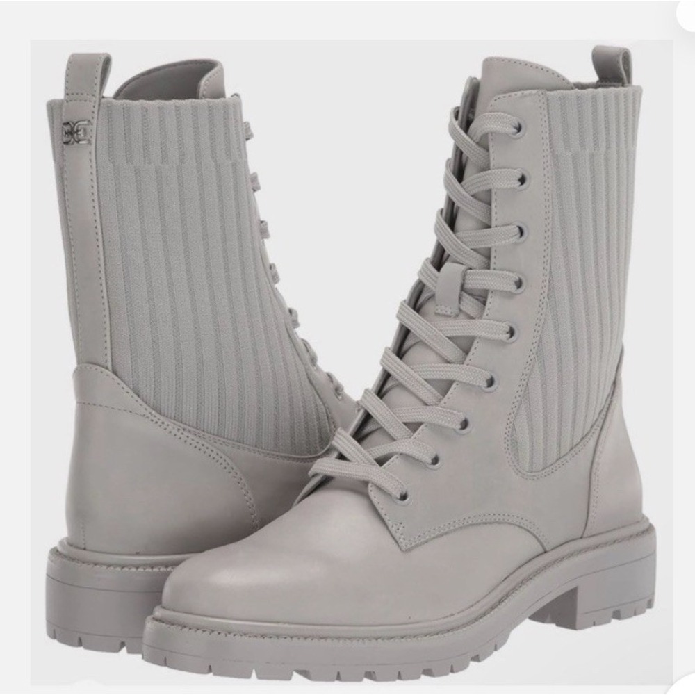 Sam Edelman Lydell Womens Combat Ankle Boot Size 5 Pebble Gray Lace Up Block